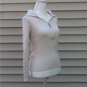 DKNY Jeans Off White Zip Up Sweater